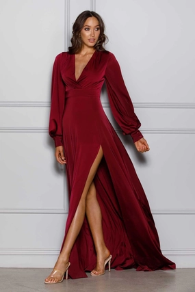 SKYLAR GOWN - WINE Timeless Line Romantic date dress