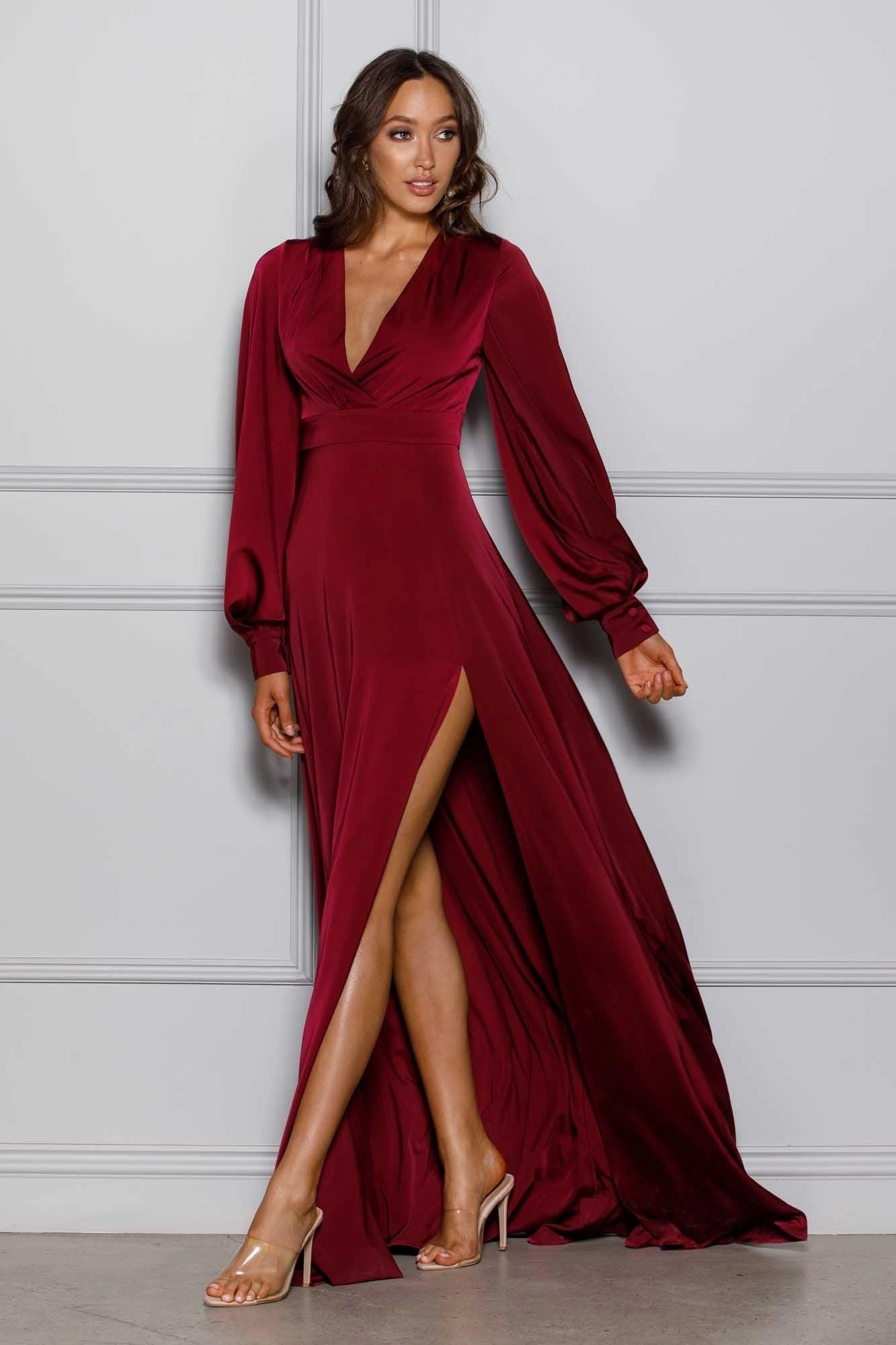 SKYLAR GOWN - WINE Timeless Line Romantic date dress