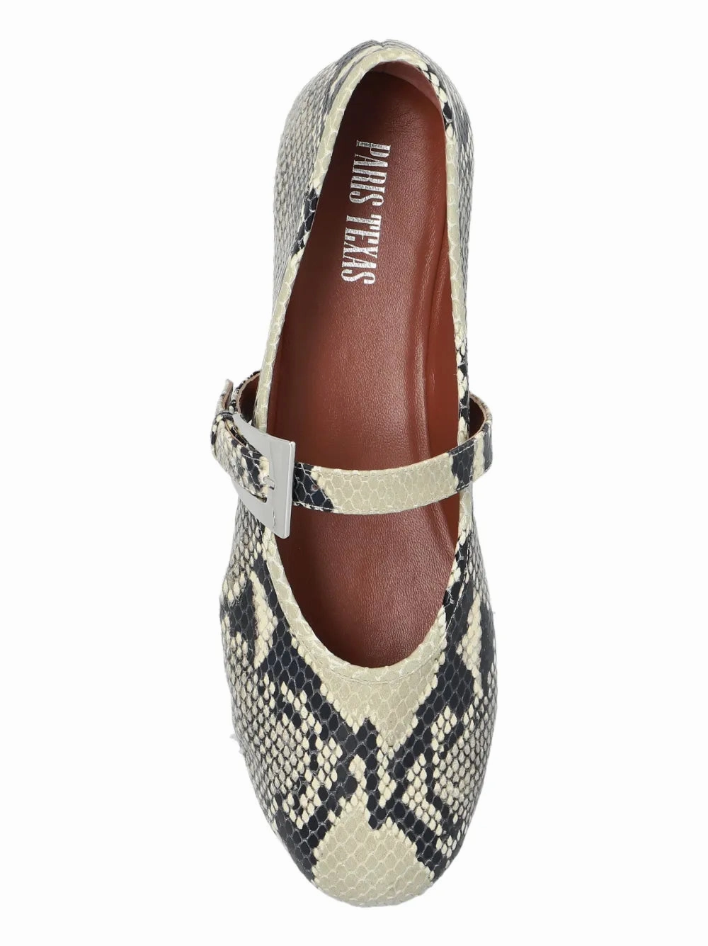 Comfortable Slip-Ons Sveva Buckle Ballet Flat in Natural Python-printed Leather