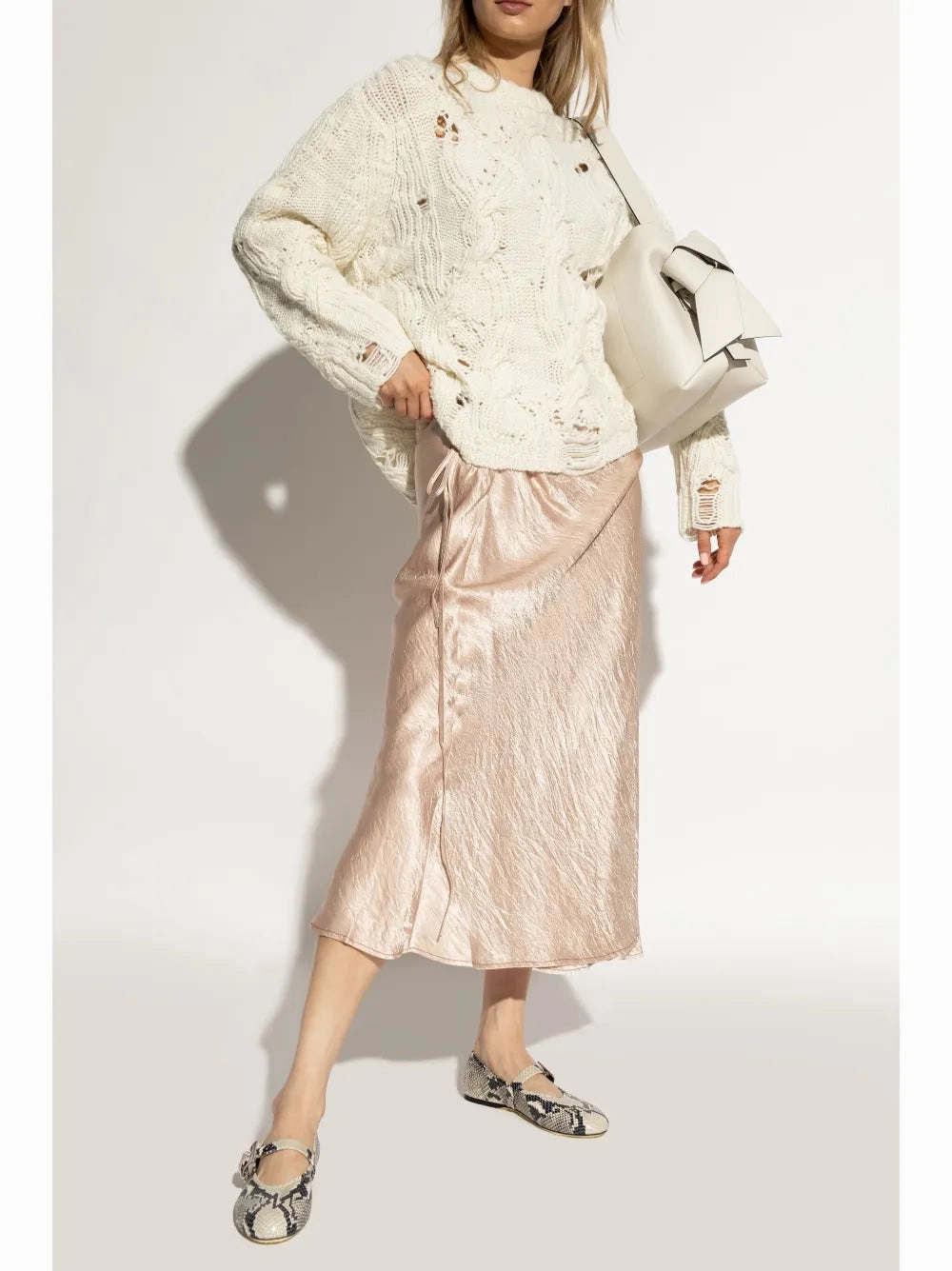 city trip Sveva Buckle Ballet Flat in Natural Python-printed Leather