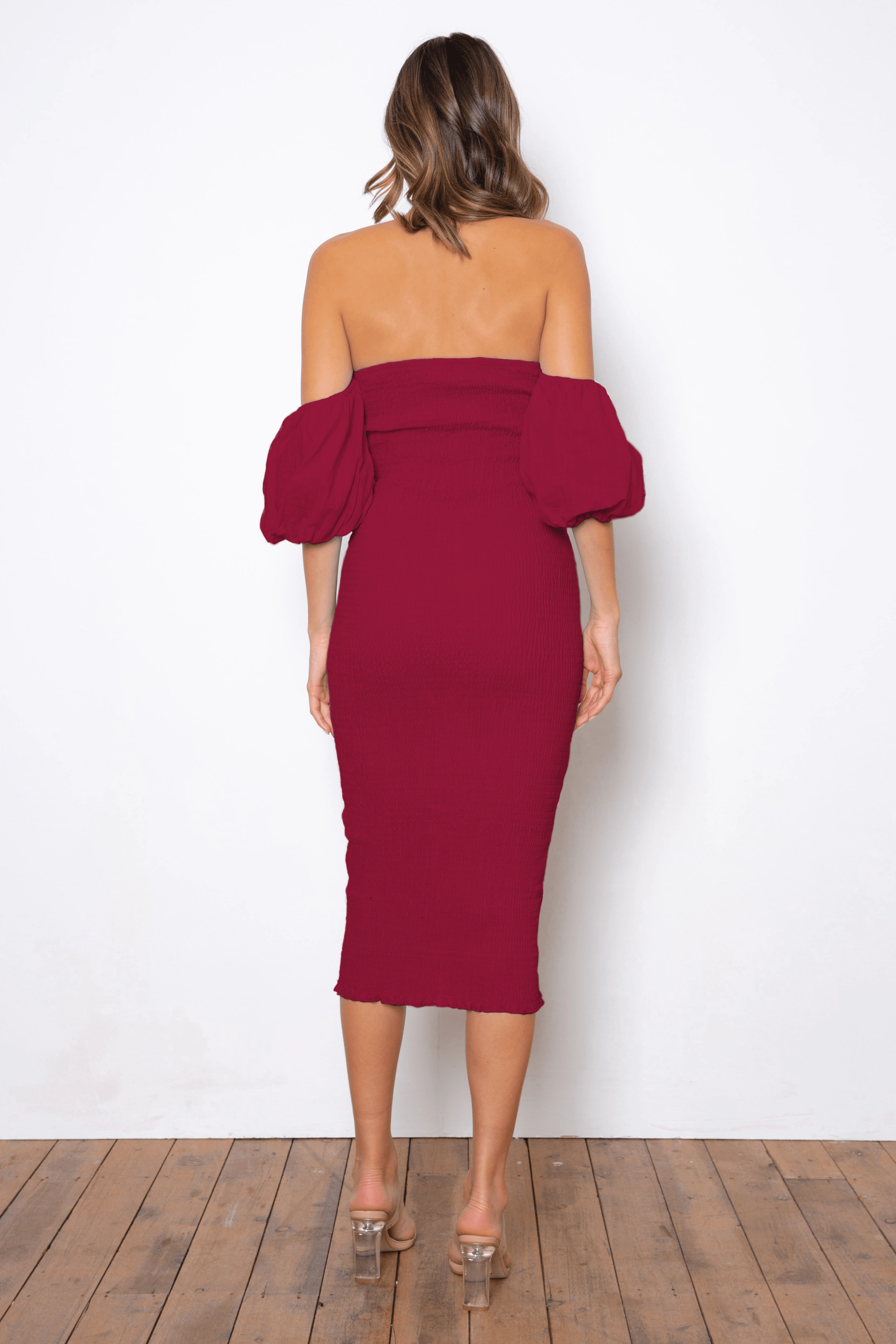 Versatile Look Light and Comfortable Sweetie Midi Dress - Burgundy