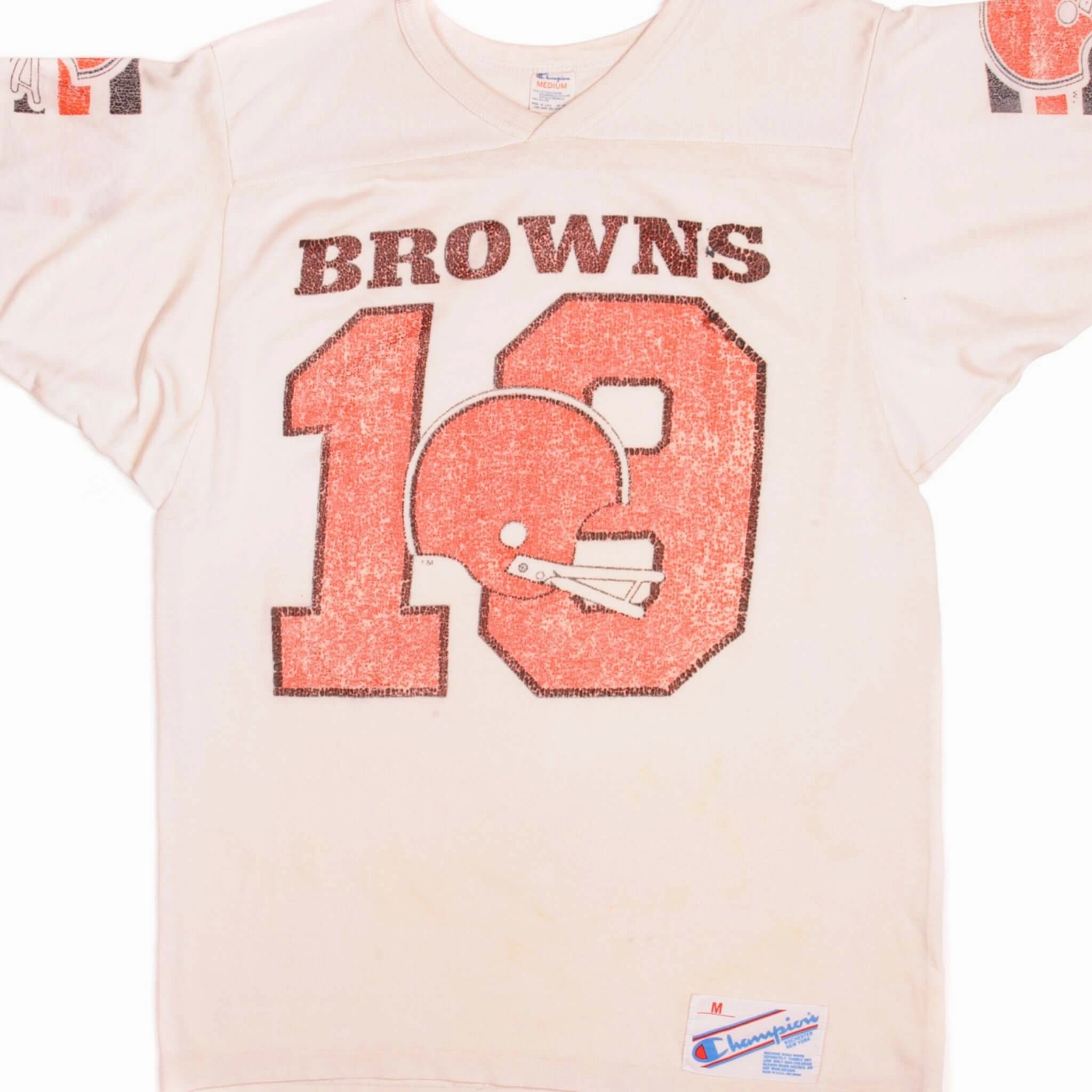 VINTAGE CHAMPION NFL BROWNS TEE SHIRT EARLY 1980s-1990s SIZE MEDIUM MADE IN USA Trendy Fashion Lightweight Fabric