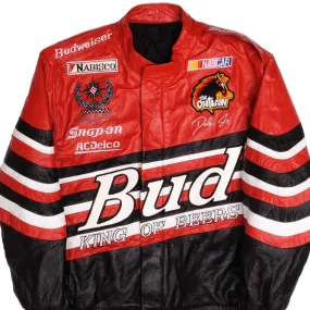 Taped Zipper Closures Field Tested VINTAGE NASCAR DALE EARNHARDT JR BUD LEATHER JACKET 1990S SIZE MEDIUM