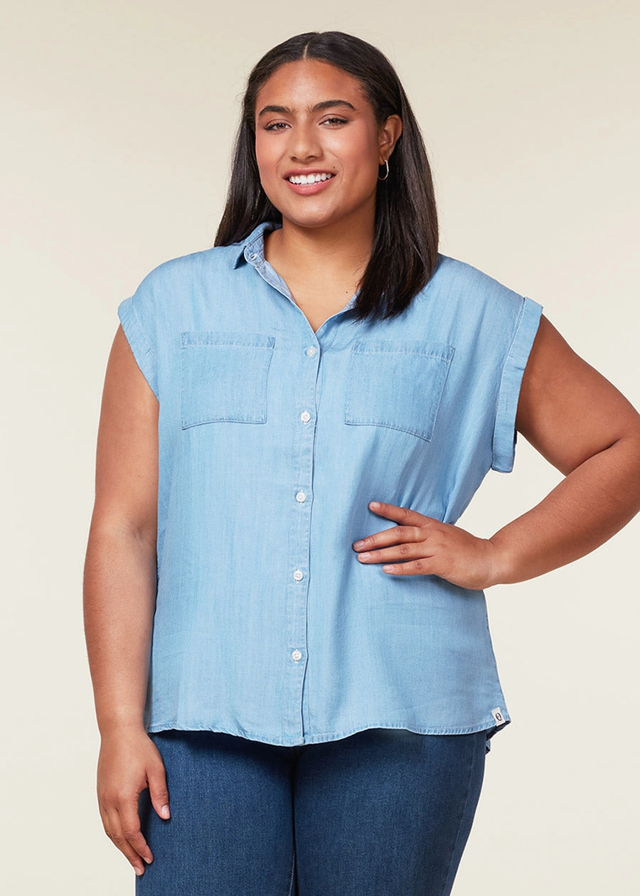 Lightweight Feel Mountain Escape Tencel? Rolled Cuff Shirt