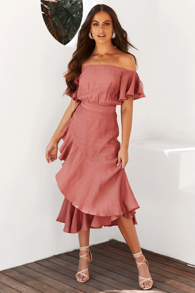 Dalila Dress - Rose Flattering Shape Wear Sequin-Detail
