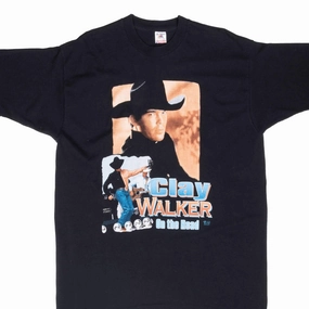 Organic Cotton Blend Stretchable Weave VINTAGE CLAY WALKER ON THE ROAD 1990S TEE SHIRT LARGE MADE IN USA