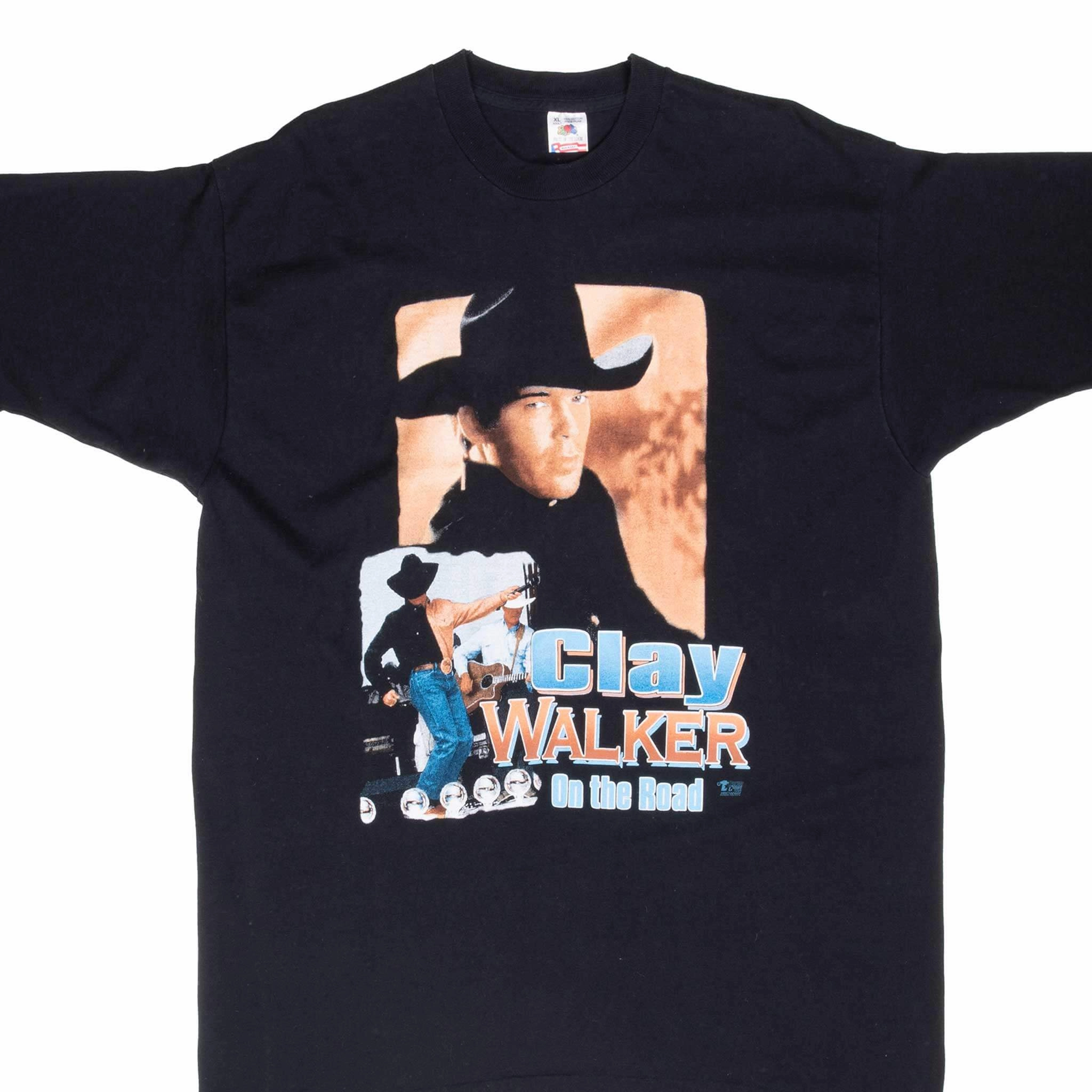 Organic Cotton Blend Stretchable Weave VINTAGE CLAY WALKER ON THE ROAD 1990S TEE SHIRT LARGE MADE IN USA