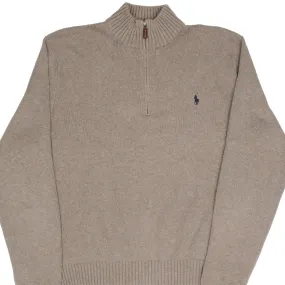 VINTAGE POLO RALPH LAUREN GREY KNIT QUARTER 1/4 ZIP SWEATER 1990S SIZE XL product formal casual harmony