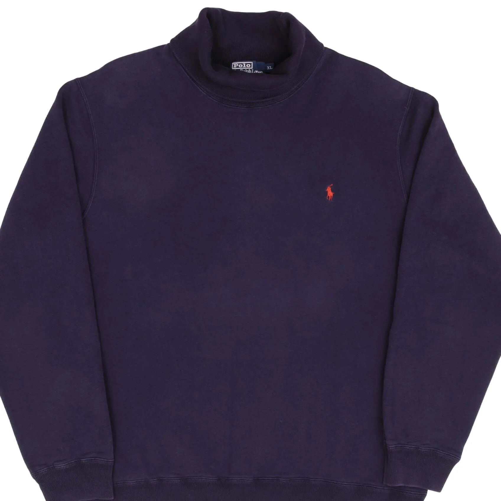 Core Style low end VINTAGE RALPH LAUREN NAVY BLUE CLASSIC TURTLE NECK SWEATSHIRT SIZE XL 1990S