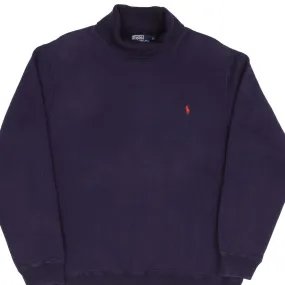 Core Style low end VINTAGE RALPH LAUREN NAVY BLUE CLASSIC TURTLE NECK SWEATSHIRT SIZE XL 1990S