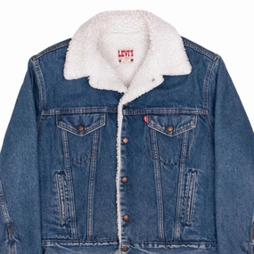 VINTAGE LEVIS SHERPA TRUCKER DENIM JACKET 1980S SIZE 40R MADE IN USA Moment Light Layer