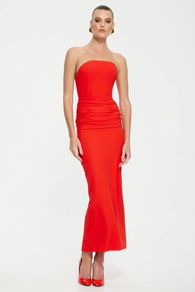 Astor Midi Dress - Red Flowy-Shape Delicate Tone