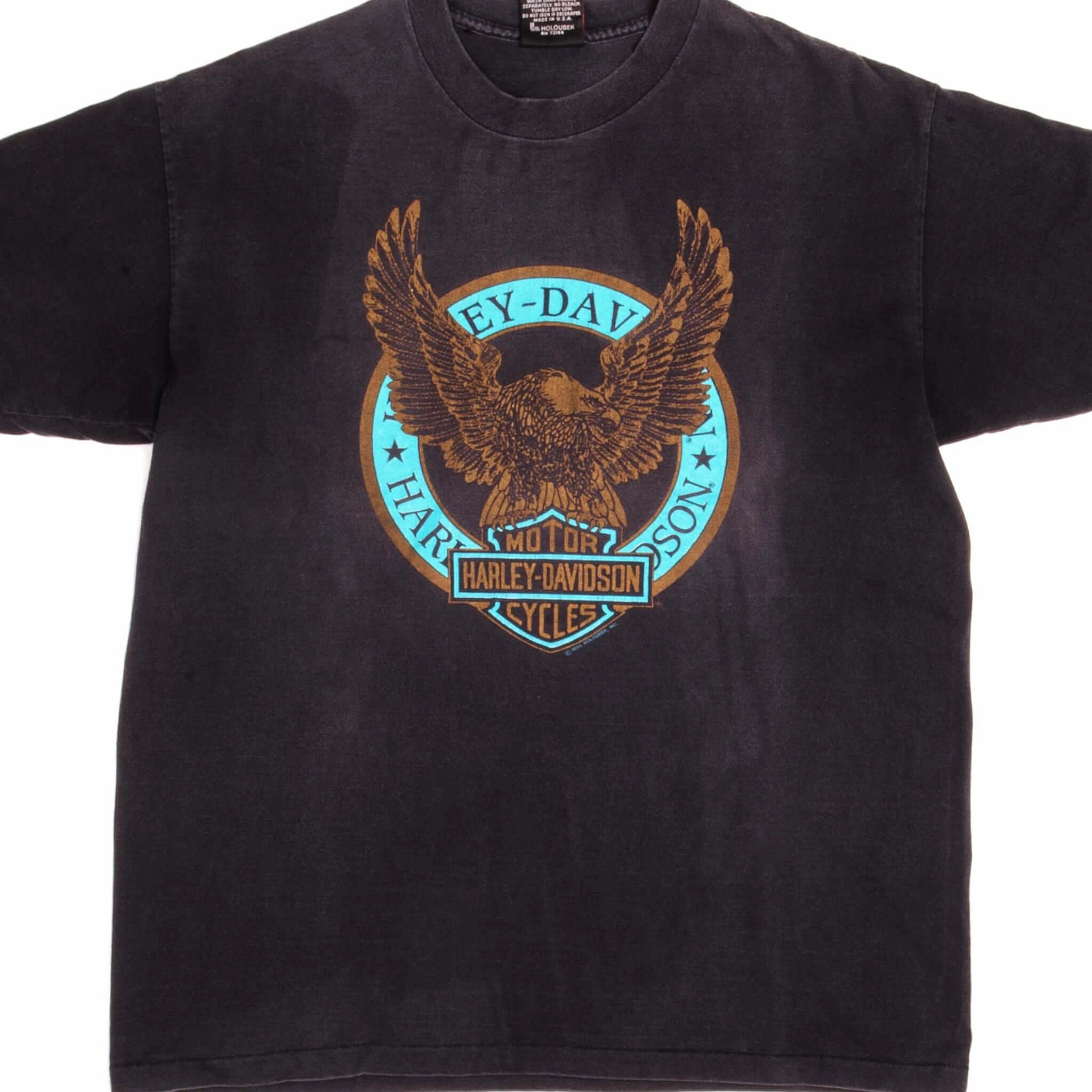 VINTAGE HARLEY DAVIDSON TEE SHIRT EAGLE 1990 SIZE LARGE MADE IN USA Stretch Knit
