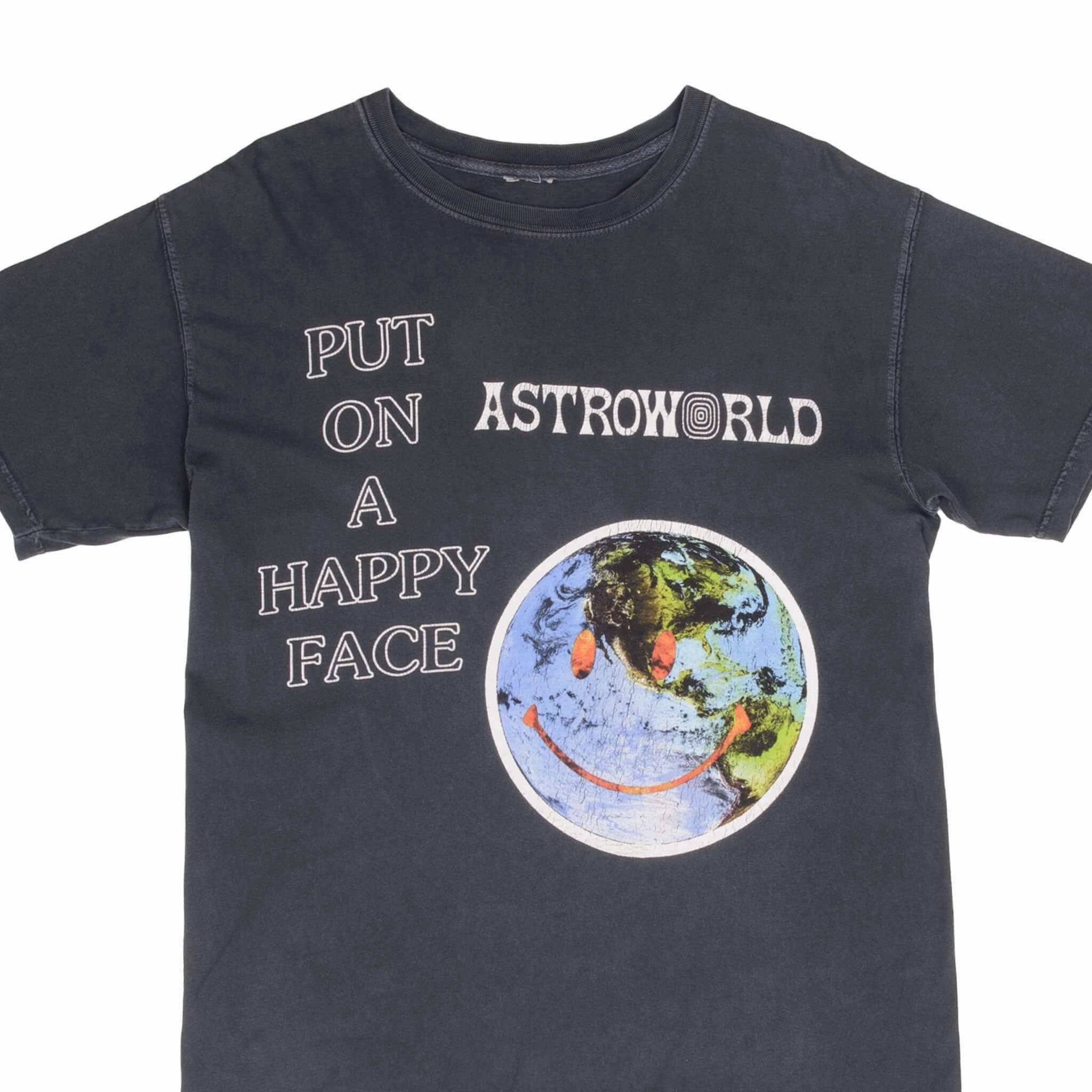 TRAVIS SCOTT ASTRO WORLD PUT ON A HAPPY FACE 2018 TEE SHIRT SIZE MEDIUM Classic timelessness