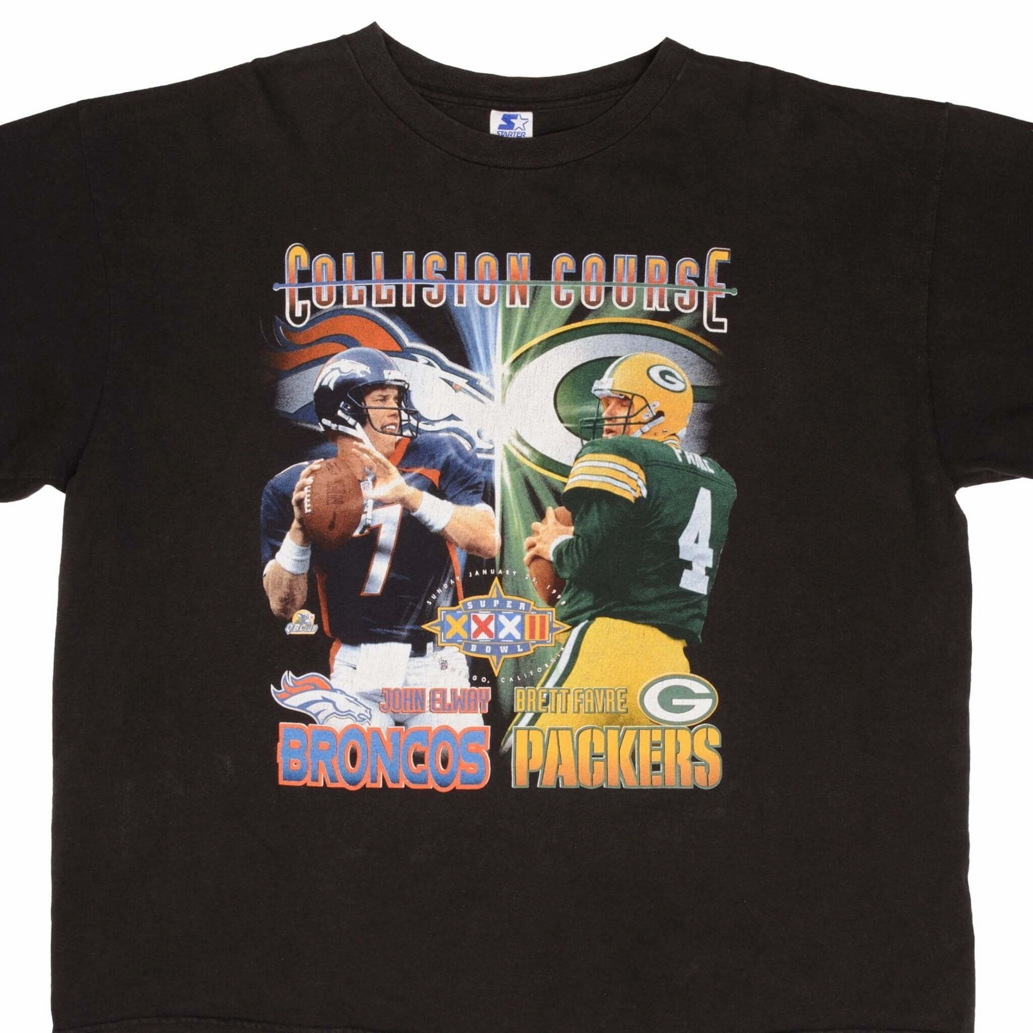 Breathable Performance Wear Basic Piece VINTAGE NFL BRONCOS PACKERS SUPERBOWL 1998 TEE SHIRT SIZE 2XL MADE IN USA