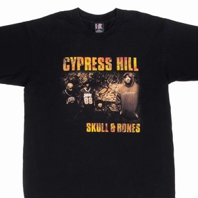 VINTAGE CYPRESS HILL SKULL AND BONES TEE SHIRT 1990S SIZE XL SoftTouchFinish Drop Shoulder Cut