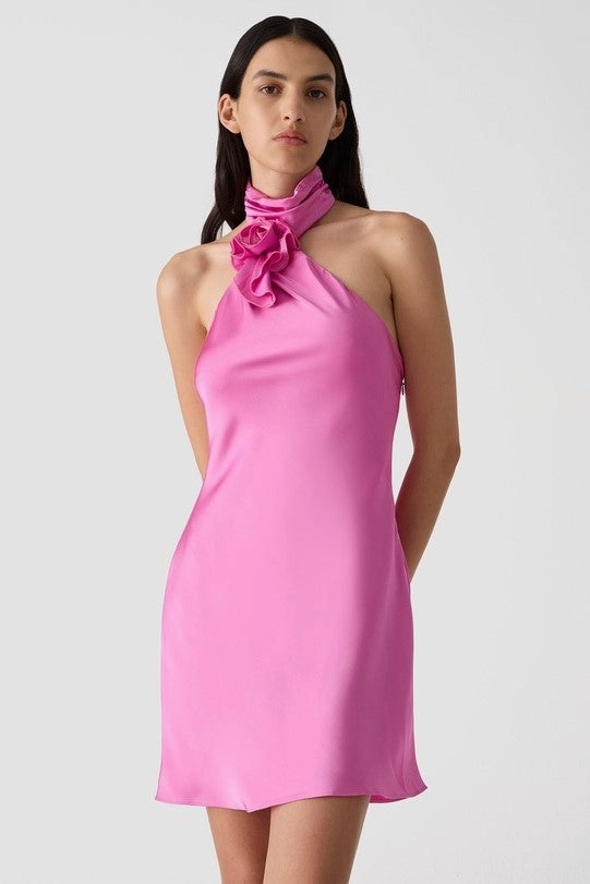 Misha Sterling Satin Mini Dress - Purple Rose Chic Fit Wear