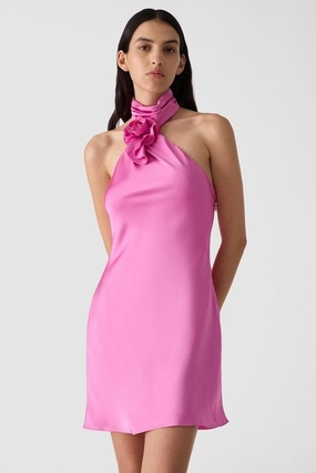 Misha Sterling Satin Mini Dress - Purple Rose Chic Fit Wear