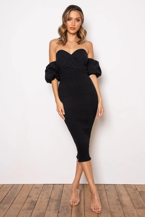 Relaxed work dress Sweetie Midi Dress - Black