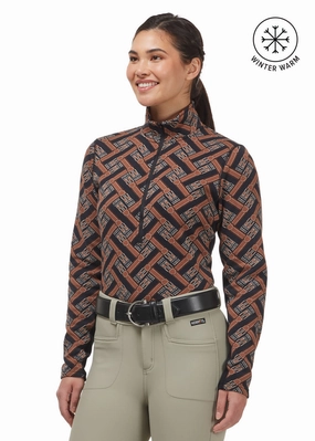 Plush Printed Fleece Half Zip Top Seamless construction Lightweight Feel