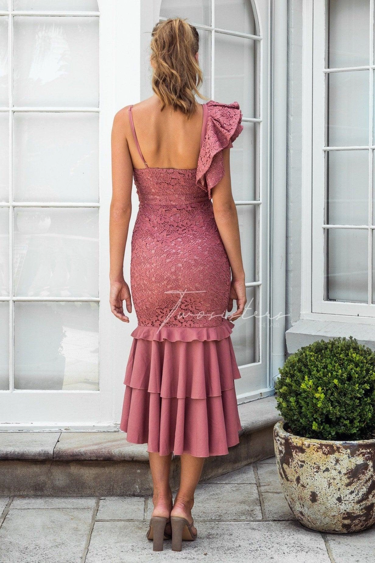 Sophia Dress - Mauve High-Neck perfect for events