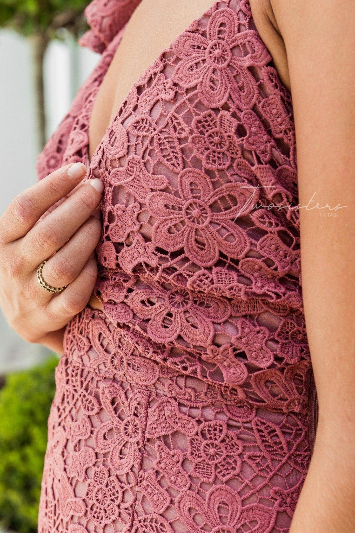 DoubleLayeredMaterial Sophia Dress - Mauve