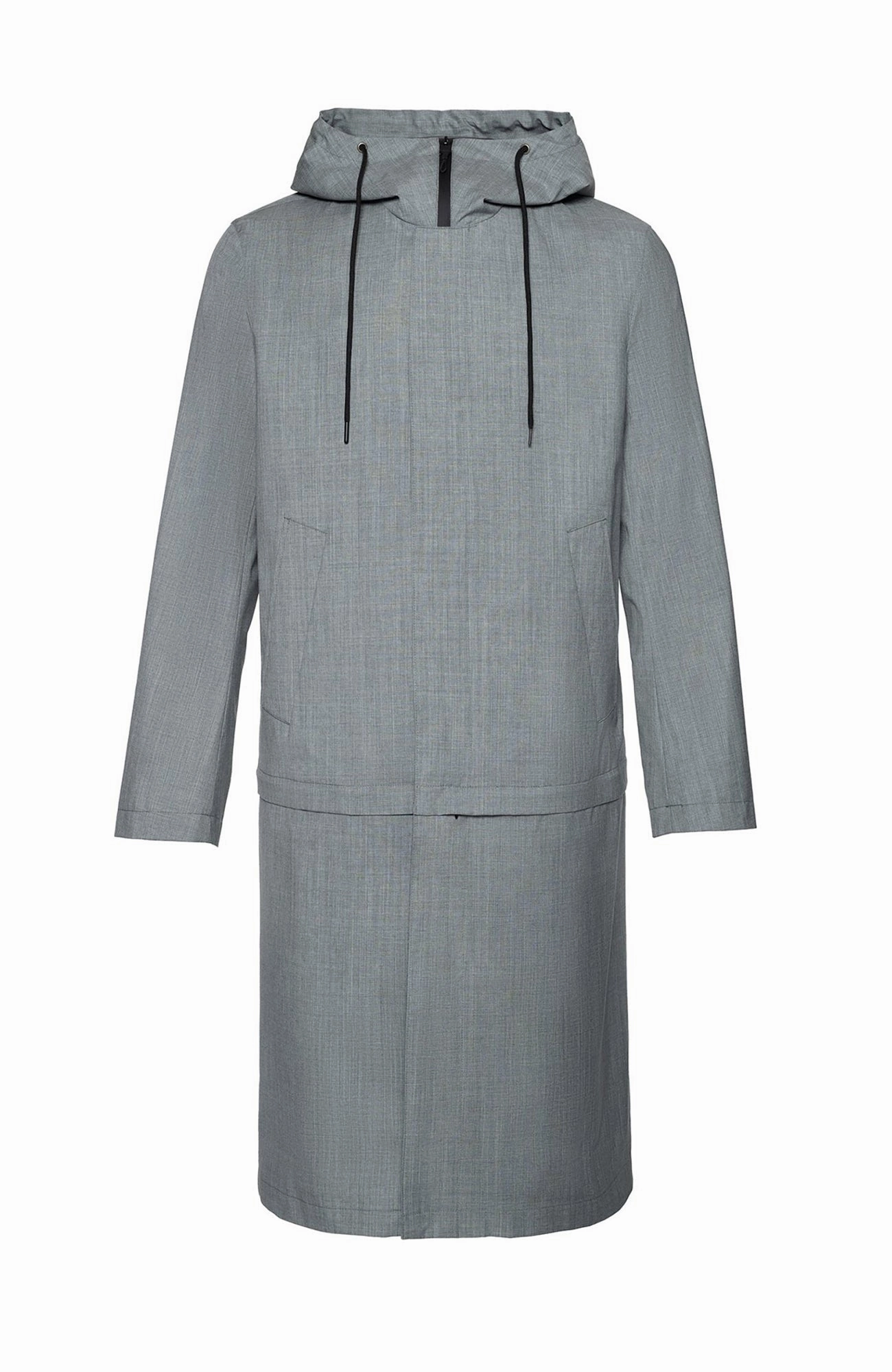 TRENT MODERN FIT LIGHT GREY WATER RESISTANT TOPCOAT Tailored Silhouette Collapsible Packable Design