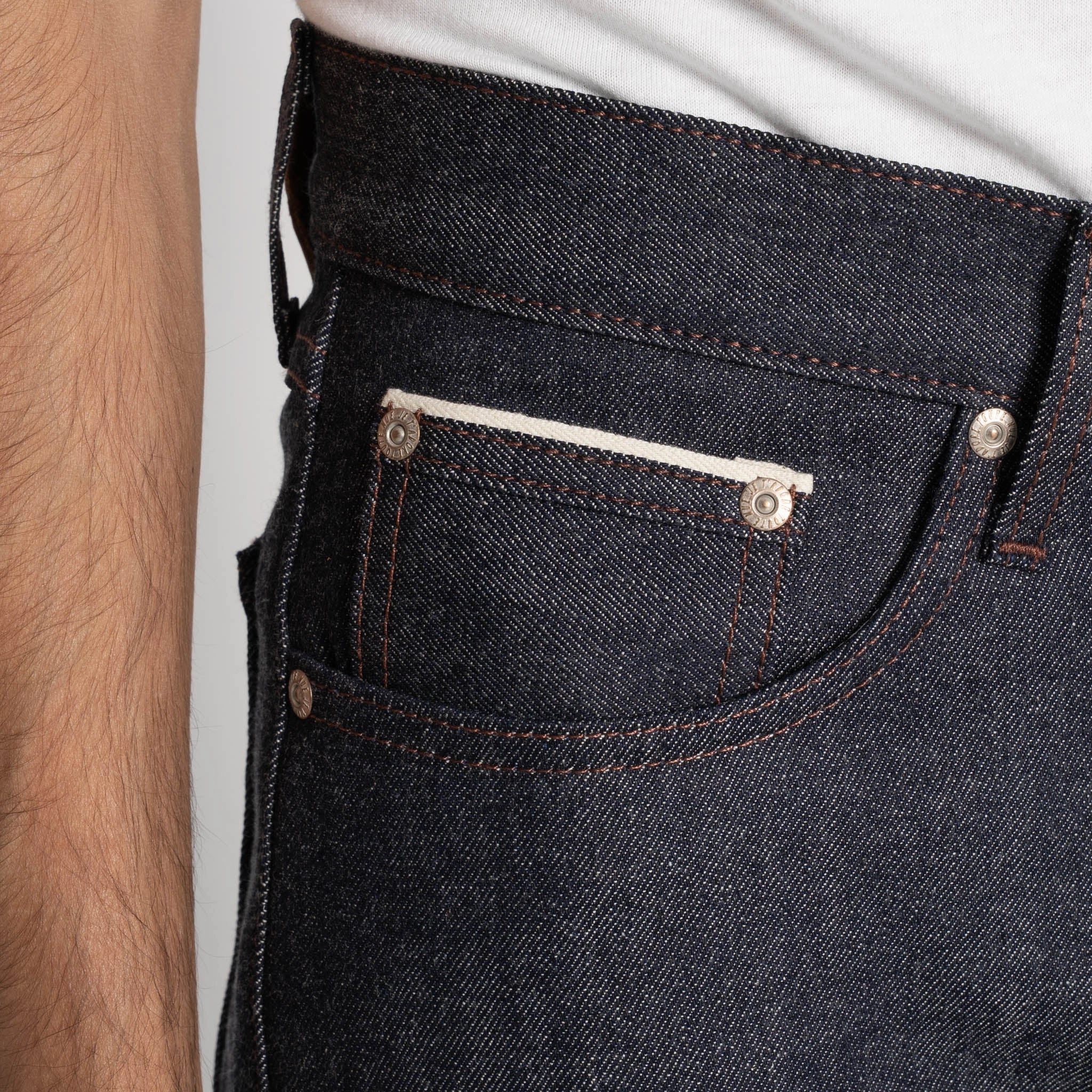 Night Out Neutral Textured Athlete Fit High Quality True Guy - Flying Squirrel Selvedge - Indigo