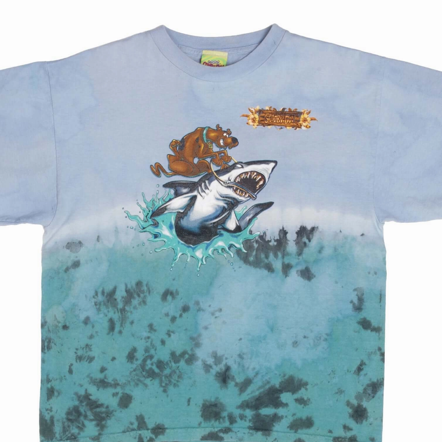 VINTAGE SCOOBY DOO TIE DYE SHARK TEE SHIRT 1999 SIZE MEDIUM Cool Design