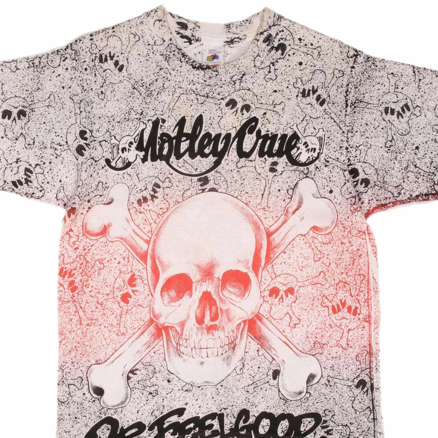 Comfy Wear VINTAGE ALL OVER PRINT MOTLEY CRUE DR FEELGOOD TEE SHIRT 1990S SIZE MEDIUM