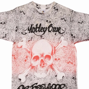 Comfy Wear VINTAGE ALL OVER PRINT MOTLEY CRUE DR FEELGOOD TEE SHIRT 1990S SIZE MEDIUM