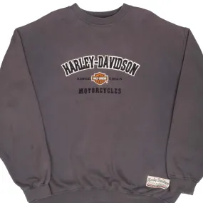 VINTAGE HARLEY DAVIDSON MOTORCYCLE 1990S DARK GREY SWEATSHIRT 2XL Tagless Neck