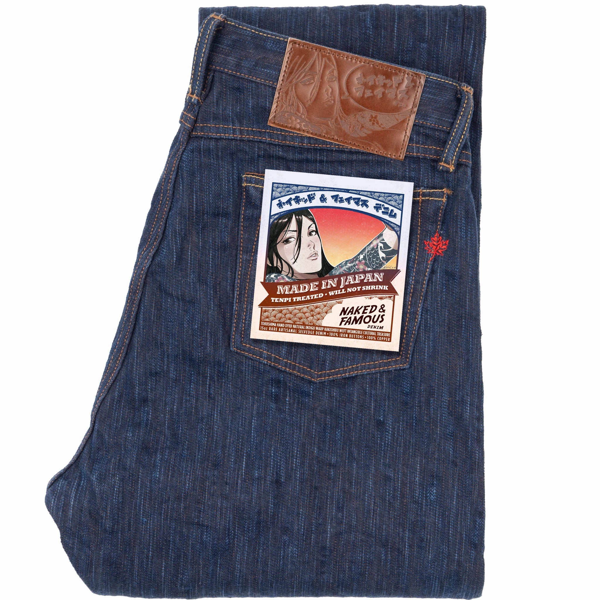 True Guy - MIJ15 - Hand Dyed Natural Indigo x Kakishibu Intangible Cultural Treasure Selvedge Denim High-End Style Active Ready