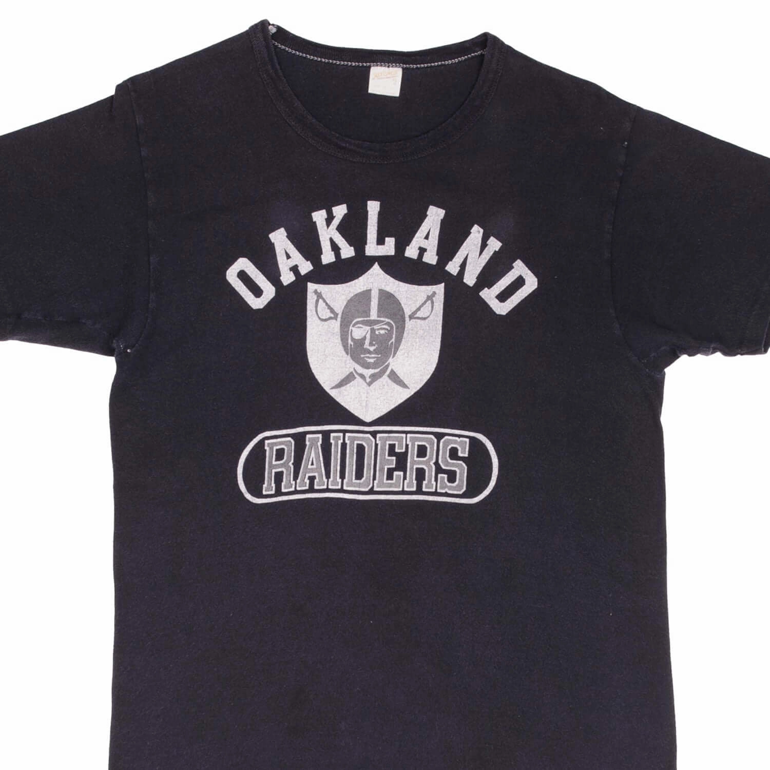 Raw Edge Hem Thermal Regulating Layer VINTAGE NFL OAKLAND RAIDERS TEE SHIRT 1980S SIZE MEDIUM MADE IN USA