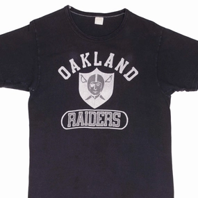 Raw Edge Hem Thermal Regulating Layer VINTAGE NFL OAKLAND RAIDERS TEE SHIRT 1980S SIZE MEDIUM MADE IN USA