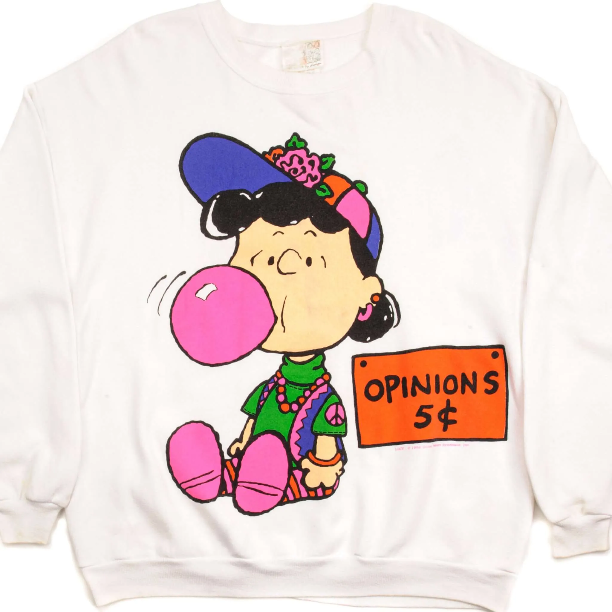 VINTAGE PEANUTS LUCY VAN PELT SWEATSHIRT 1970'S SIZE XL MADE IN USA Raglan sleeves