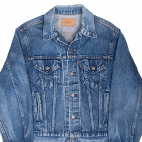 VINTAGE LEVIS TYPE 3 DENIM JACKET 4 POCKETS 70506 1980S SIZE 44 MADE IN USA Taped Zipper Closures Simple Layer