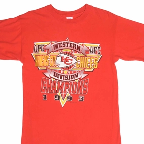 Fur combination VINTAGE NFL KANSAS CITY CHIEFS CHAMPIONS 1993 TEE SHIRT SIZE MEDIUM
