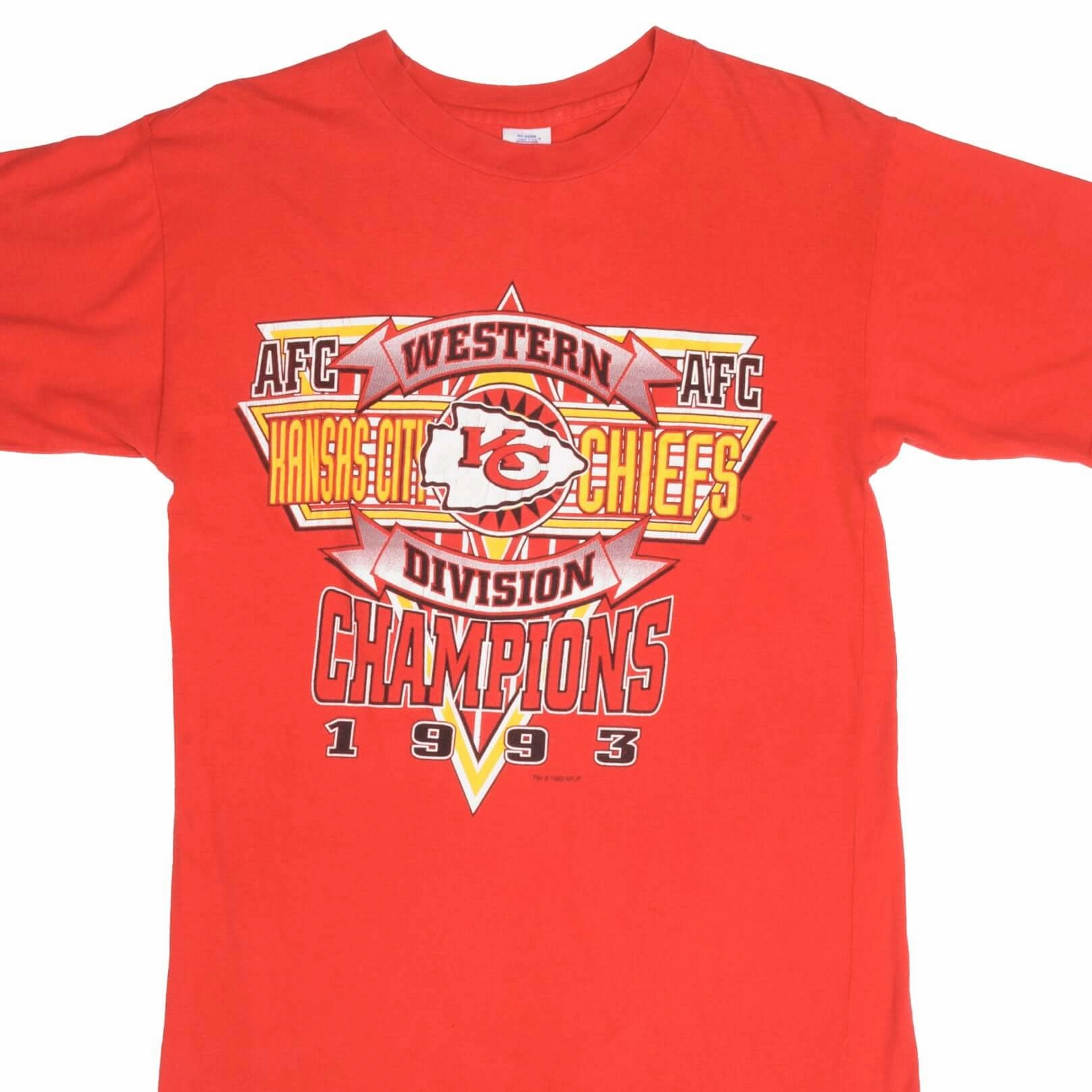 Fur combination VINTAGE NFL KANSAS CITY CHIEFS CHAMPIONS 1993 TEE SHIRT SIZE MEDIUM