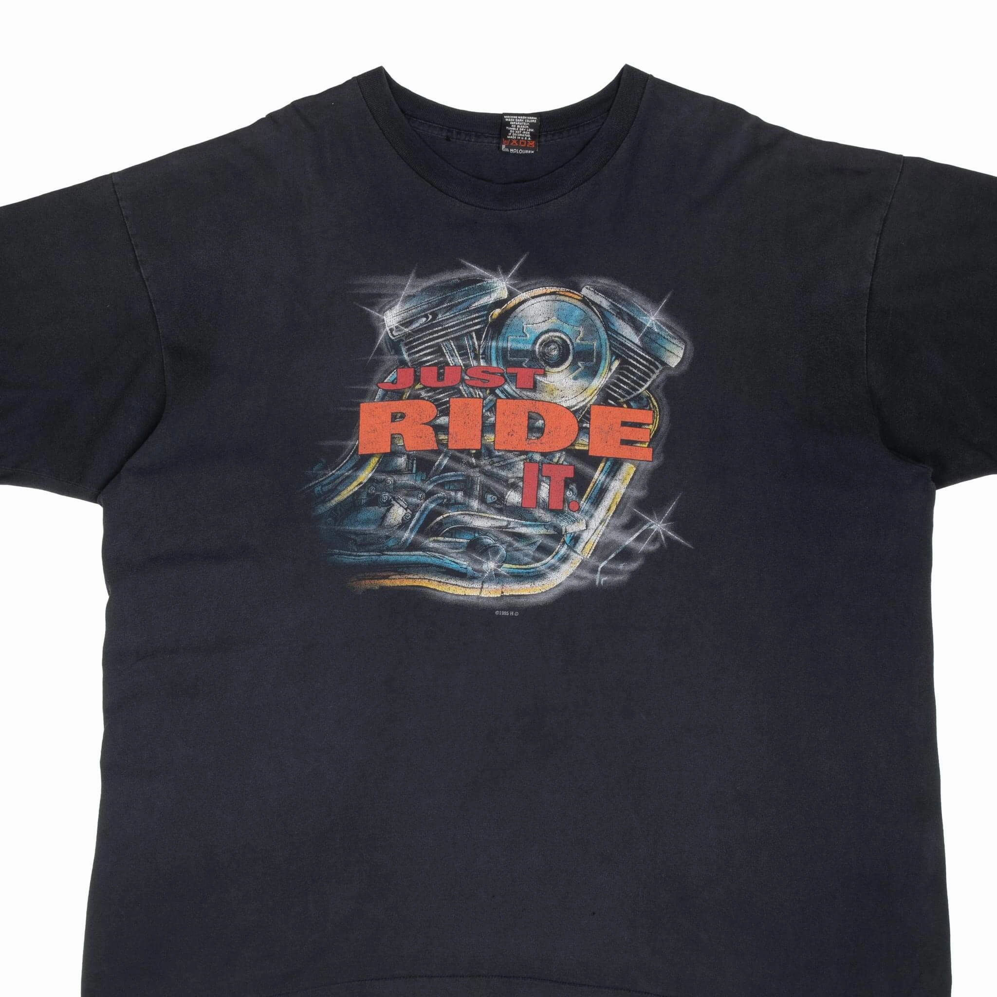 VINTAGE HARLEY DAVIDSON JUST RIDE IT TEE SHIRT 1995 3XL MADE IN USA Sleek Performance Wear fade resistant color