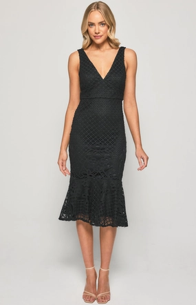 Verena Midi Dress - Black Travel Essential Crisp Finish
