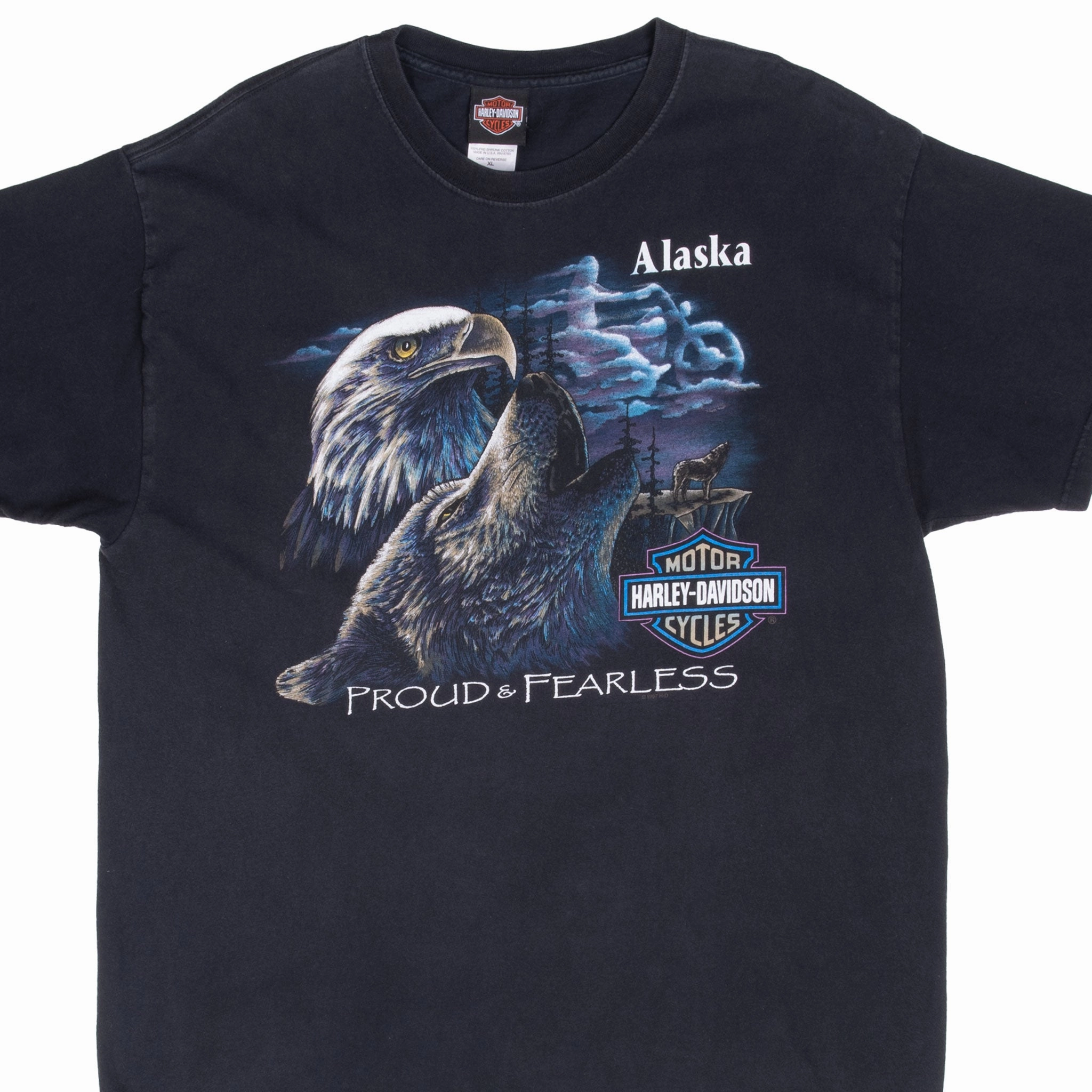 VINTAGE HARLEY DAVIDSON WOLF EAGLE ALASKA 2003 TEE SHIRT LARGE MADE IN USA Fashion Fit Ultimate Wear