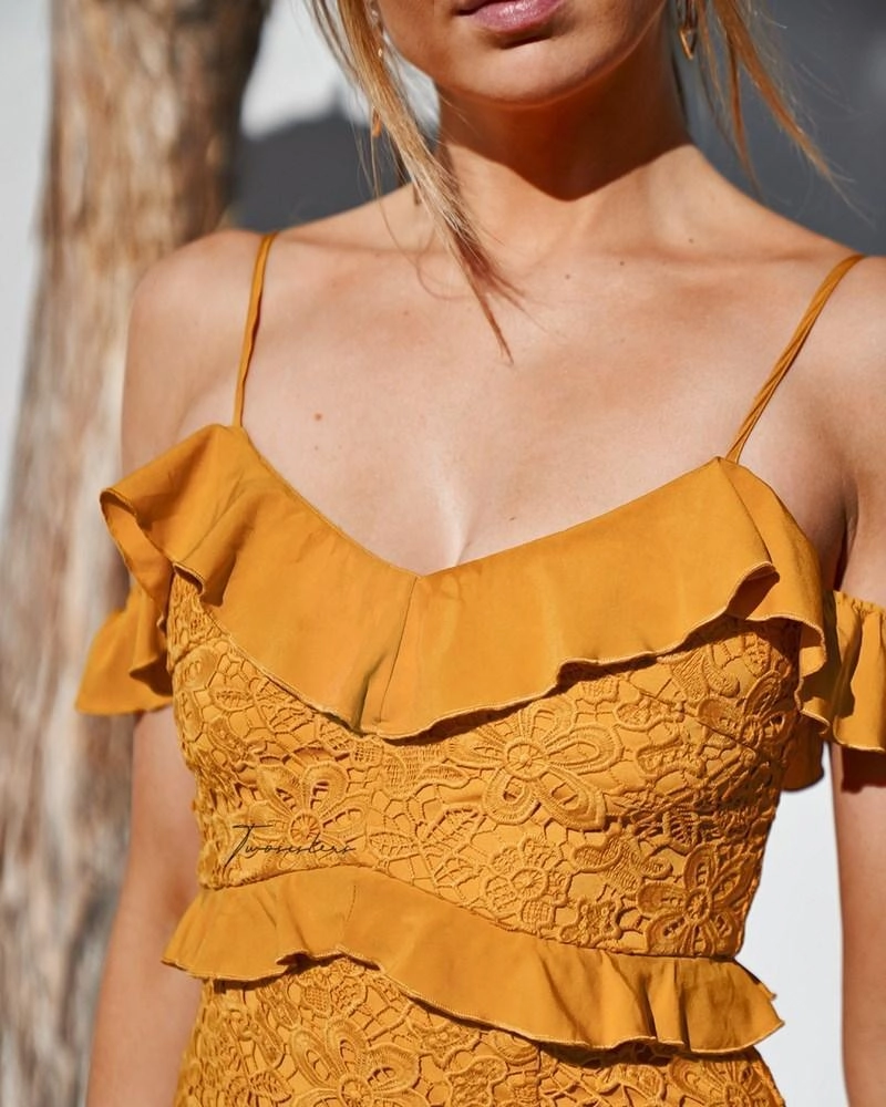 Belted-Style Silky Shine Lizzie Dress - Mustard (Final Sale)