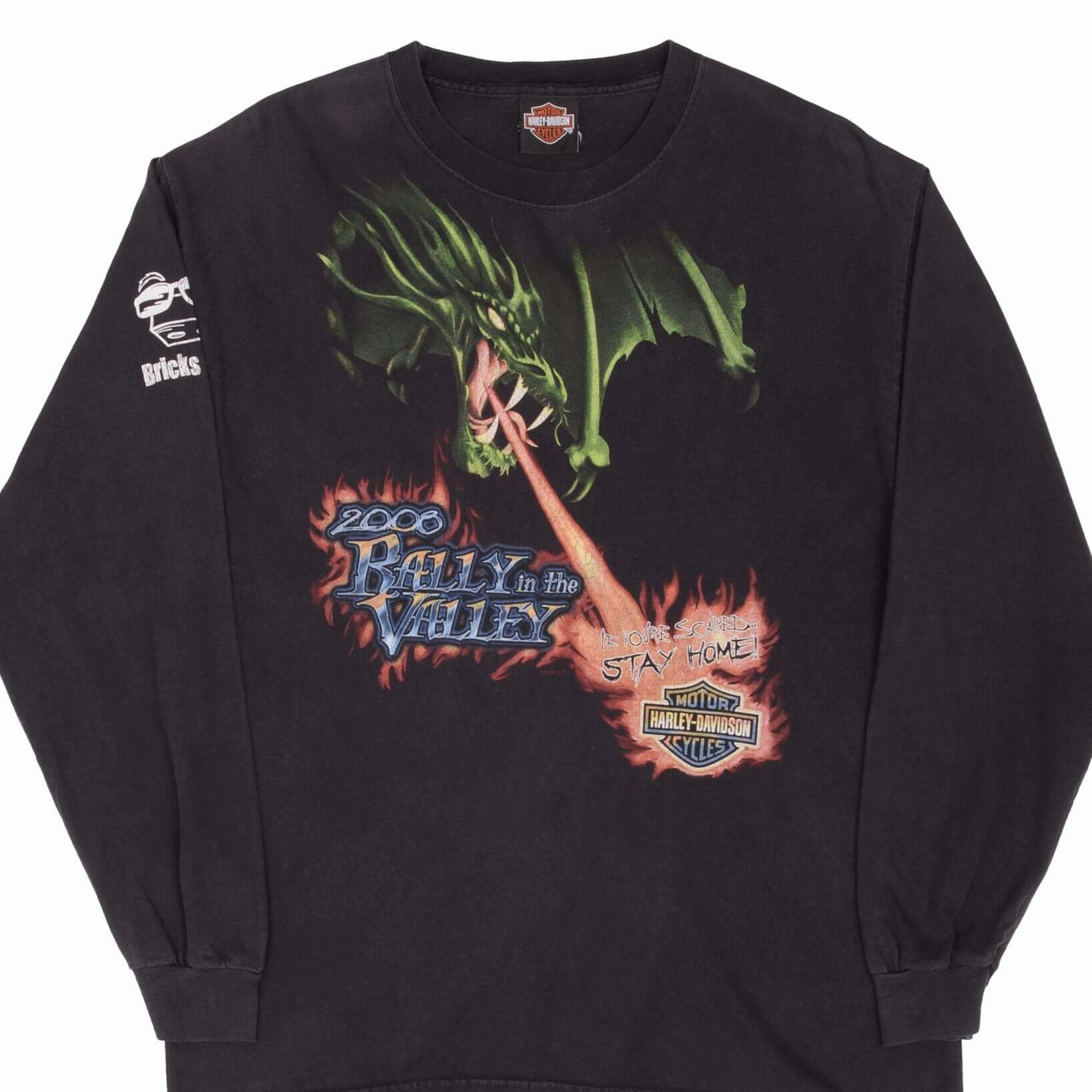 VINTAGE HARLEY DAVIDSON LONG SLEEVES DRAGON 2008 TEE SHIRT SIZE MEDIUM safe for skin
