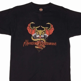 VINTAGE HARLEY DAVIDSON DRAGON TEE SHIRT 2001 SIZE LARGE MADE IN USA Contrast Inner Binding