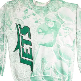 Street Casual VINTAGE ALL OVER PRINT NFL NY JETS SWEATSHIRT SIZE XL MADE IN USA 1990s