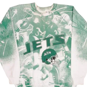 VINTAGE ALL OVER PRINT NFL NY JETS SWEATSHIRT SIZE XL MADE IN USA 1990s Core Minimal