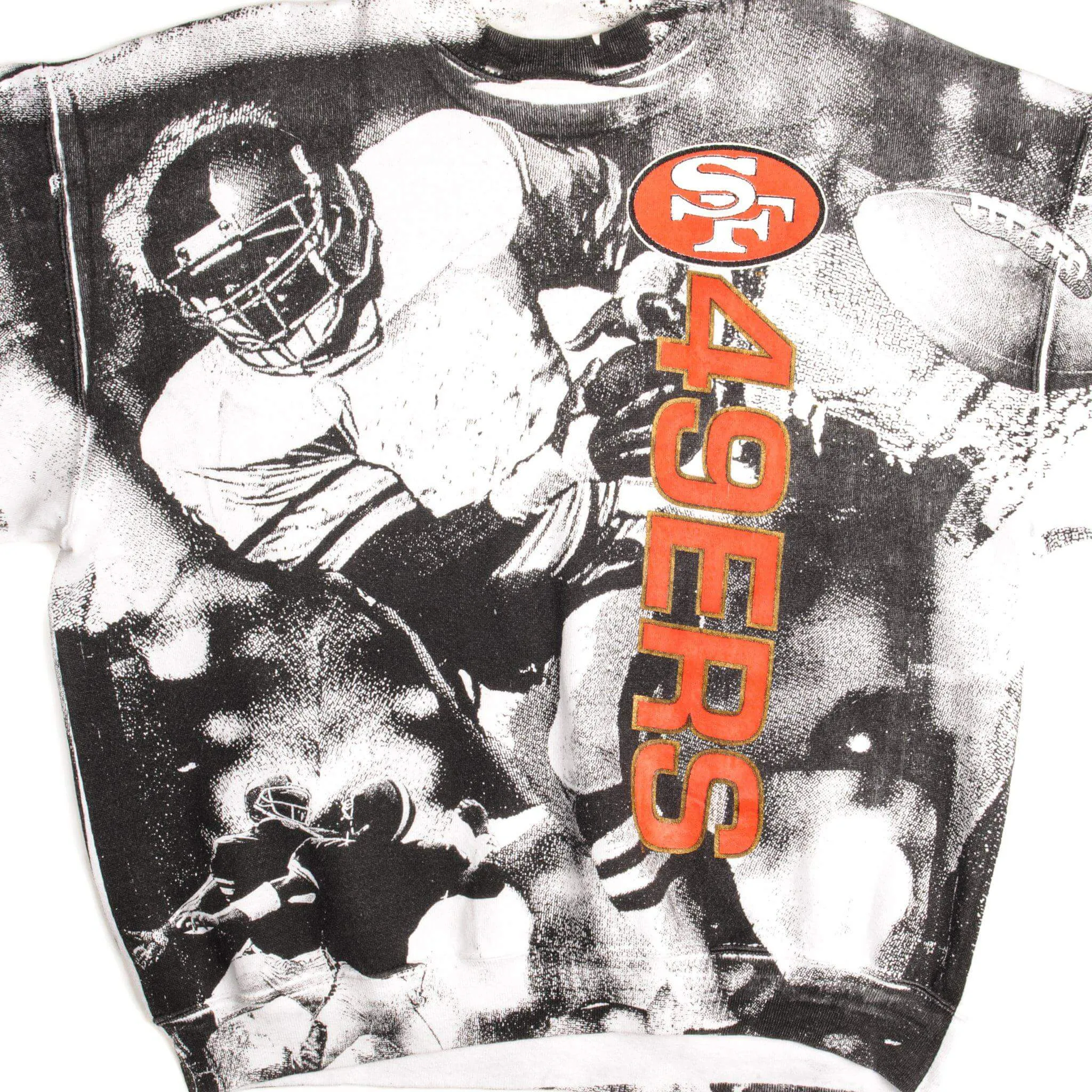Easy iron VINTAGE ALL OVER PRINT NFL SAN FRANCISCO 49ERS SWEATSHIRT XL MADE USA 1990s