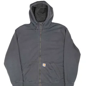 VINTAGE CARHARTT HEAVYWEIGHT SHERPA LINED FULL ZIP GREY HOODIE SWEATSHIRT 2XL Lightweight Fabric