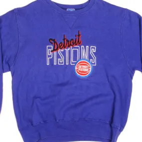 VINTAGE CHAMPION NBA DETROIT PISTONS SWEATSHIRT 1981-EARLY 1990s SIZE LARGE MADE IN USA button detail pattern trend
